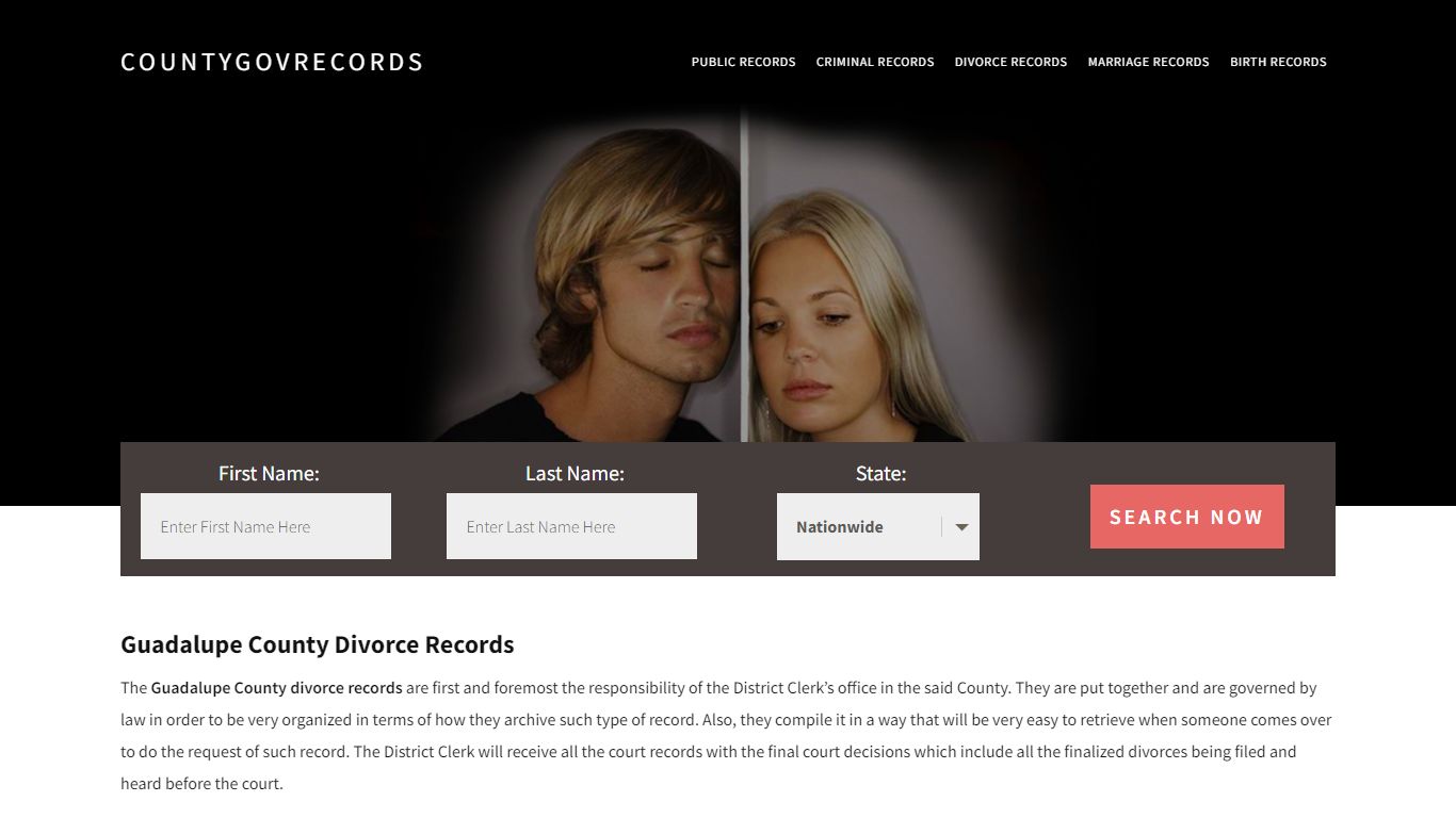 Guadalupe County Divorce Records | Enter Name and Search